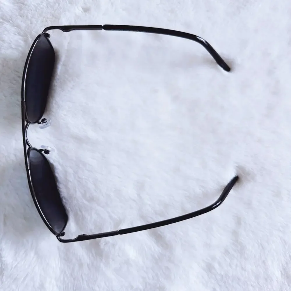 Troy Black w/ Black Rims Rectangular Polarized Sunglasses - Picture 9 of 14